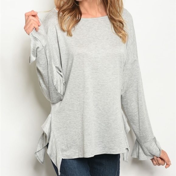 ✔CLEARANCE! Bell sleeve and side ruffle top - Picture 2 of 3